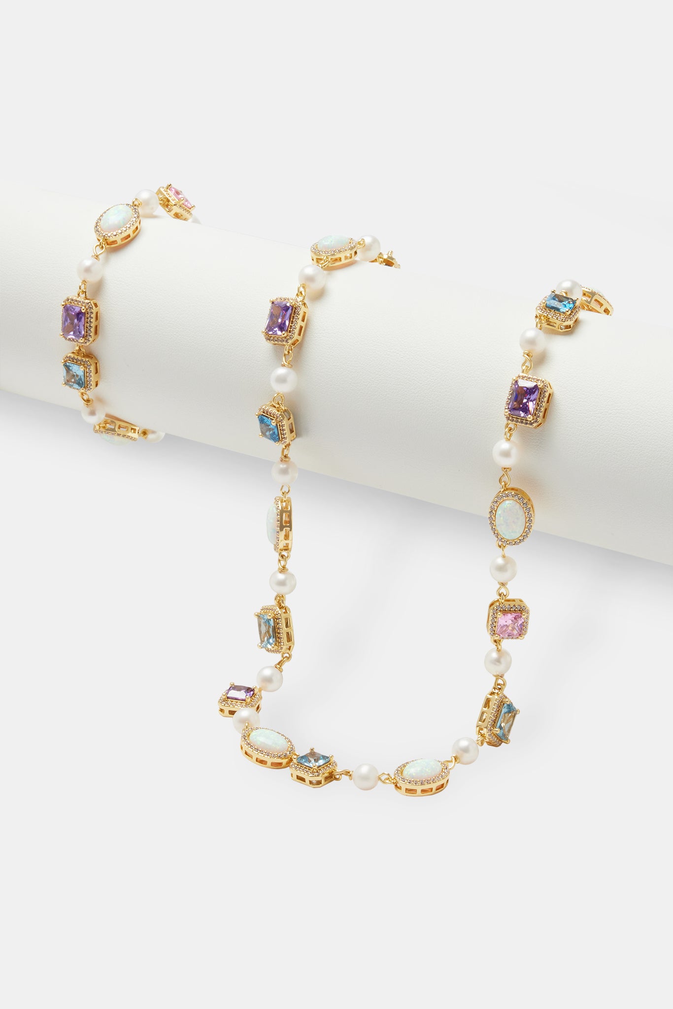 Freshwater Pearl & Opal Mixed Gemstone Chain & Bracelet